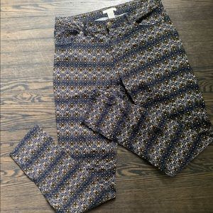 H&M patterned mid-rise pants, size 8 (fits small, more like 4/6)